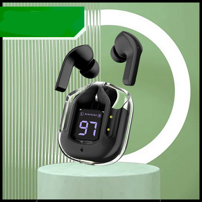 Mini Transparent Wireless Bluetooth Earbuds with Digital Battery Display- ENC Noise Reduction, Touch Control ,Waterproof Sport Headset