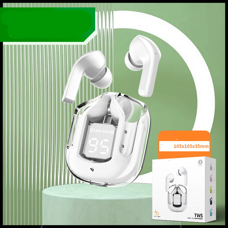 Mini Transparent Wireless Bluetooth Earbuds with Digital Battery Display- ENC Noise Reduction, Touch Control ,Waterproof Sport Headset
