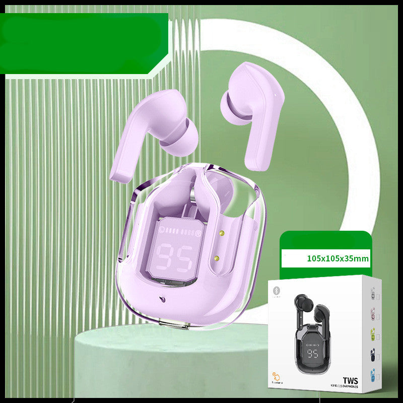 Mini Transparent Wireless Bluetooth Earbuds with Digital Battery Display- ENC Noise Reduction, Touch Control ,Waterproof Sport Headset