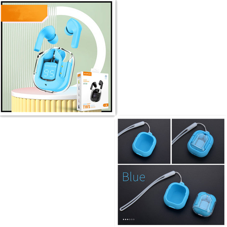 Mini Transparent Wireless Bluetooth Earbuds with Digital Battery Display- ENC Noise Reduction, Touch Control ,Waterproof Sport Headset