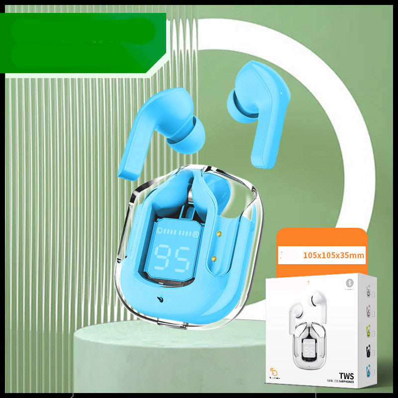 Mini Transparent Wireless Bluetooth Earbuds with Digital Battery Display- ENC Noise Reduction, Touch Control ,Waterproof Sport Headset