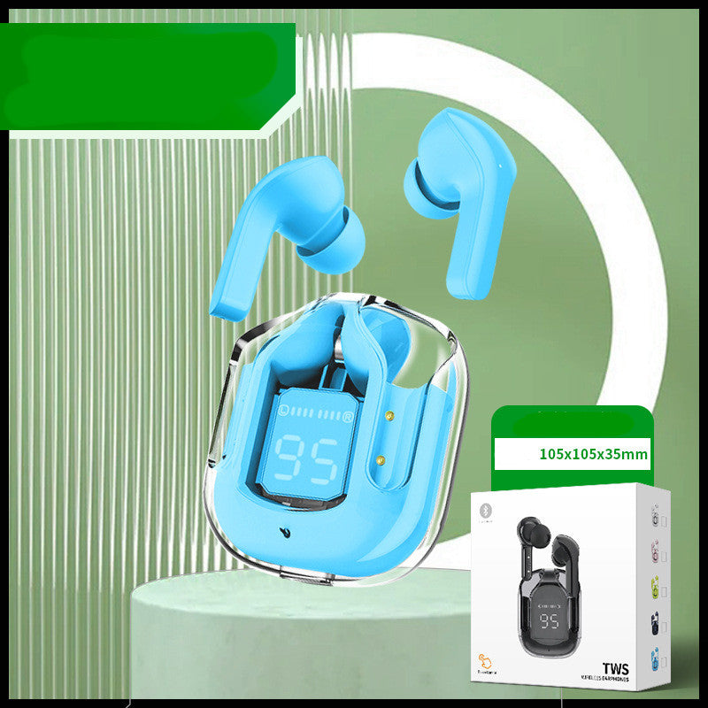 Mini Transparent Wireless Bluetooth Earbuds with Digital Battery Display- ENC Noise Reduction, Touch Control ,Waterproof Sport Headset