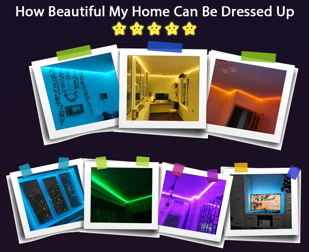 LED Strip Lights RGB ,5V 1M-30M,16 million colors, RGB , Led Strip Lighting Music Sync, Color Changing for Party Home