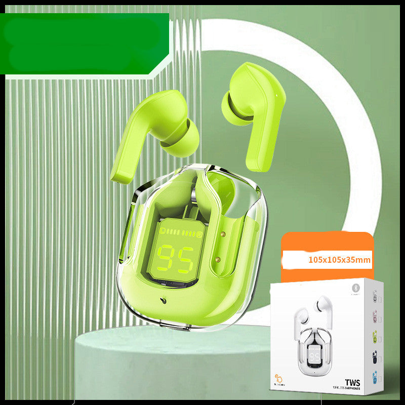 Mini Transparent Wireless Bluetooth Earbuds with Digital Battery Display- ENC Noise Reduction, Touch Control ,Waterproof Sport Headset