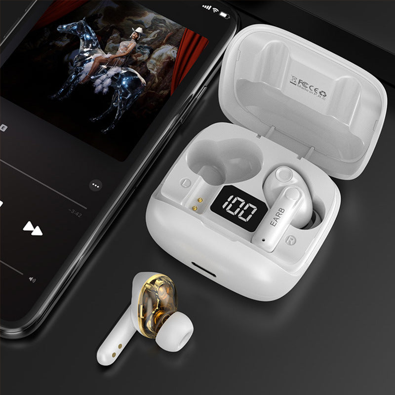Mini Transparent Wireless Bluetooth Earbuds with Digital Battery Display- ENC Noise Reduction, Touch Control ,Waterproof Sport Headset