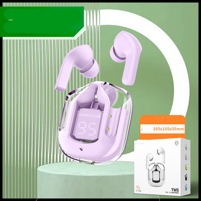 Mini Transparent Wireless Bluetooth Earbuds with Digital Battery Display- ENC Noise Reduction, Touch Control ,Waterproof Sport Headset