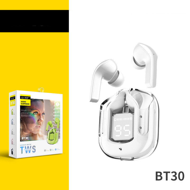 Mini Transparent Wireless Bluetooth Earbuds with Digital Battery Display- ENC Noise Reduction, Touch Control ,Waterproof Sport Headset