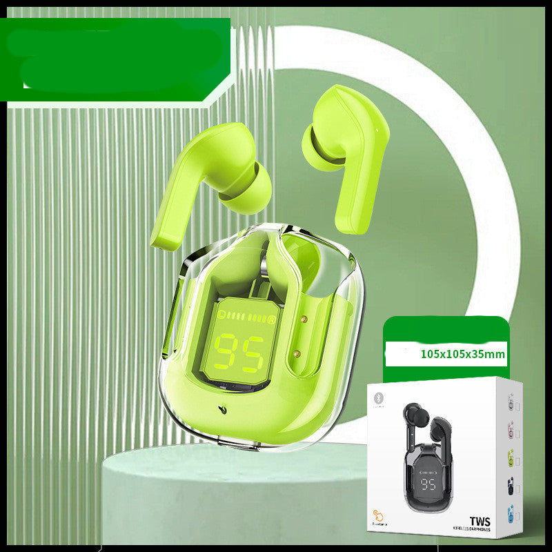 Mini Transparent Wireless Bluetooth Earbuds with Digital Battery Display- ENC Noise Reduction, Touch Control ,Waterproof Sport Headset